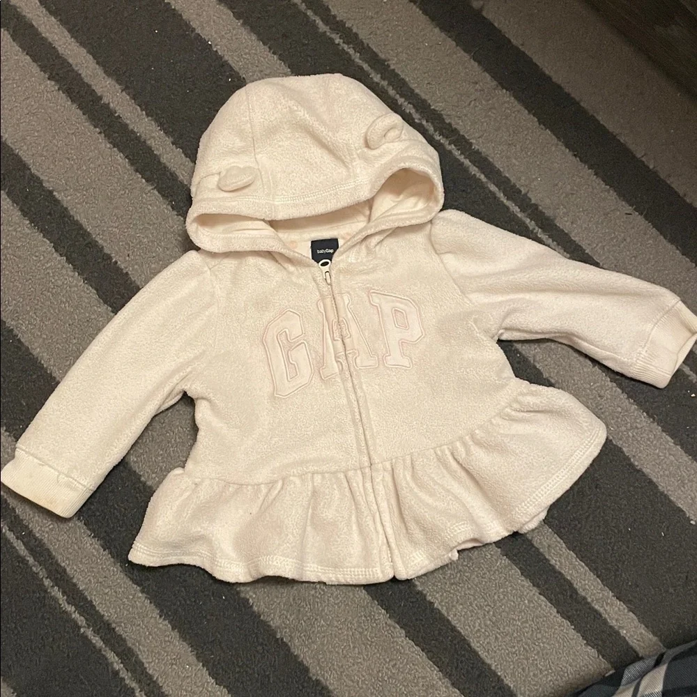 Baby Gap peplum fleece hoodie with bear ears